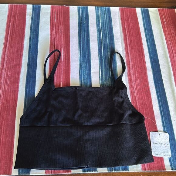 Free People Andi Square Neck NWT size M-L solid black - Picture 1 of 12